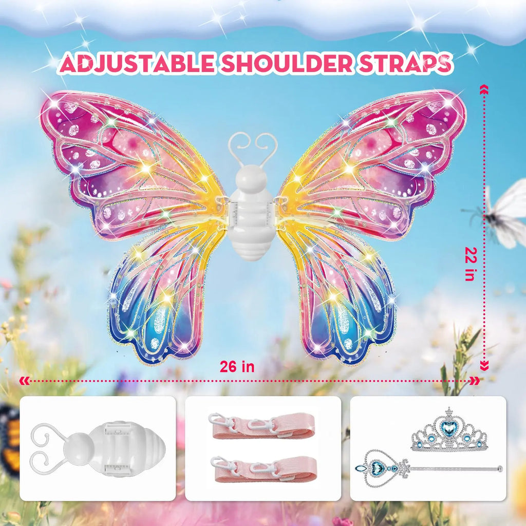 Glowing Fairy Butterfly Wings for Kids – Light-Up Dress-Up Toy for Halloween & Christmas Gift