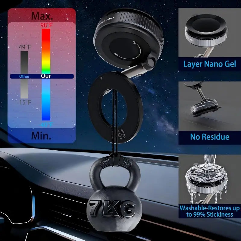 Universal Magnetic Phone Mount: Vacuum Suction & Foldable Design