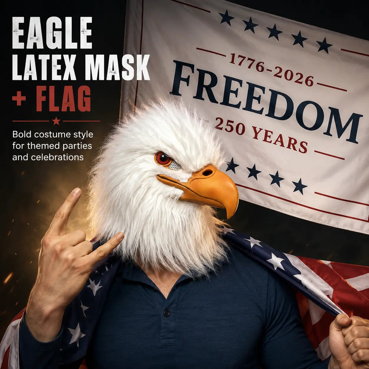 Patriotic Eagle Latex Mask for Fourth of July Halloween and Party Cosplay