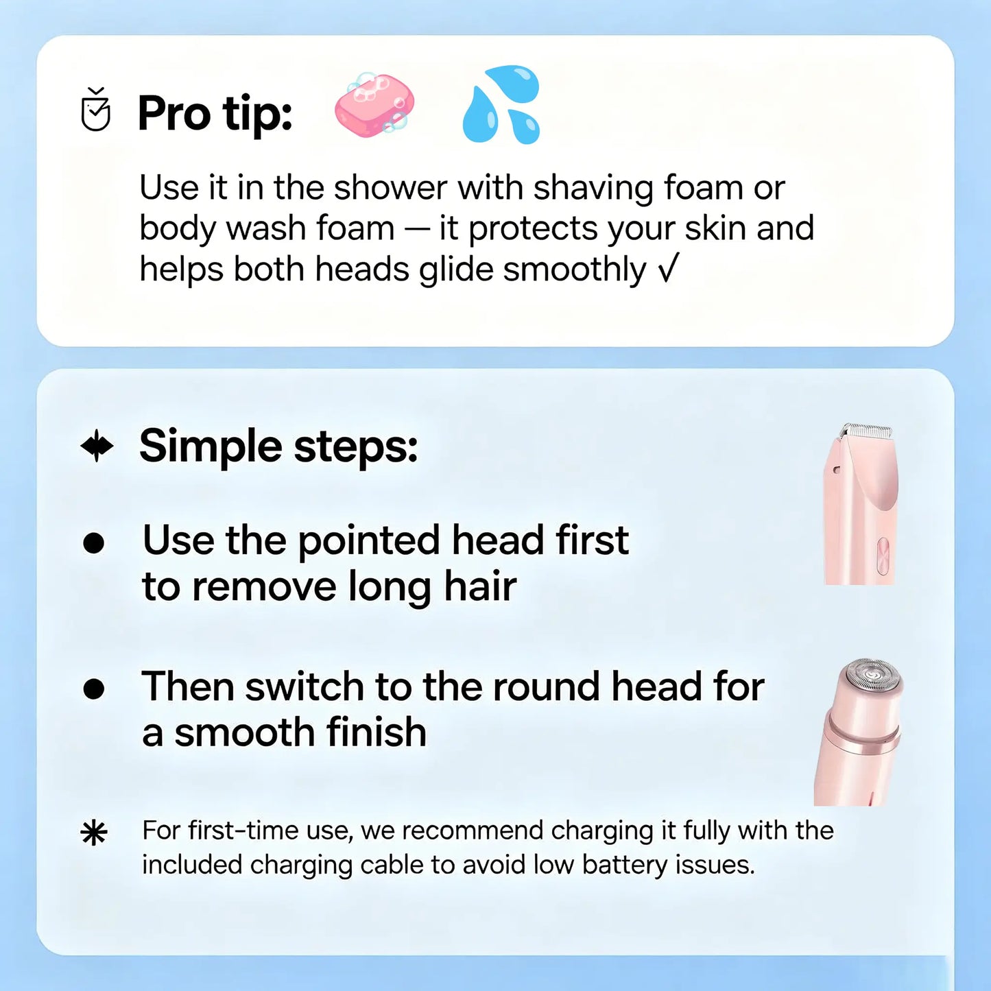 2-in-1 Women's Body Shaver – Your Summer Essential for Smooth, Painless & Waterproof Hair Removal