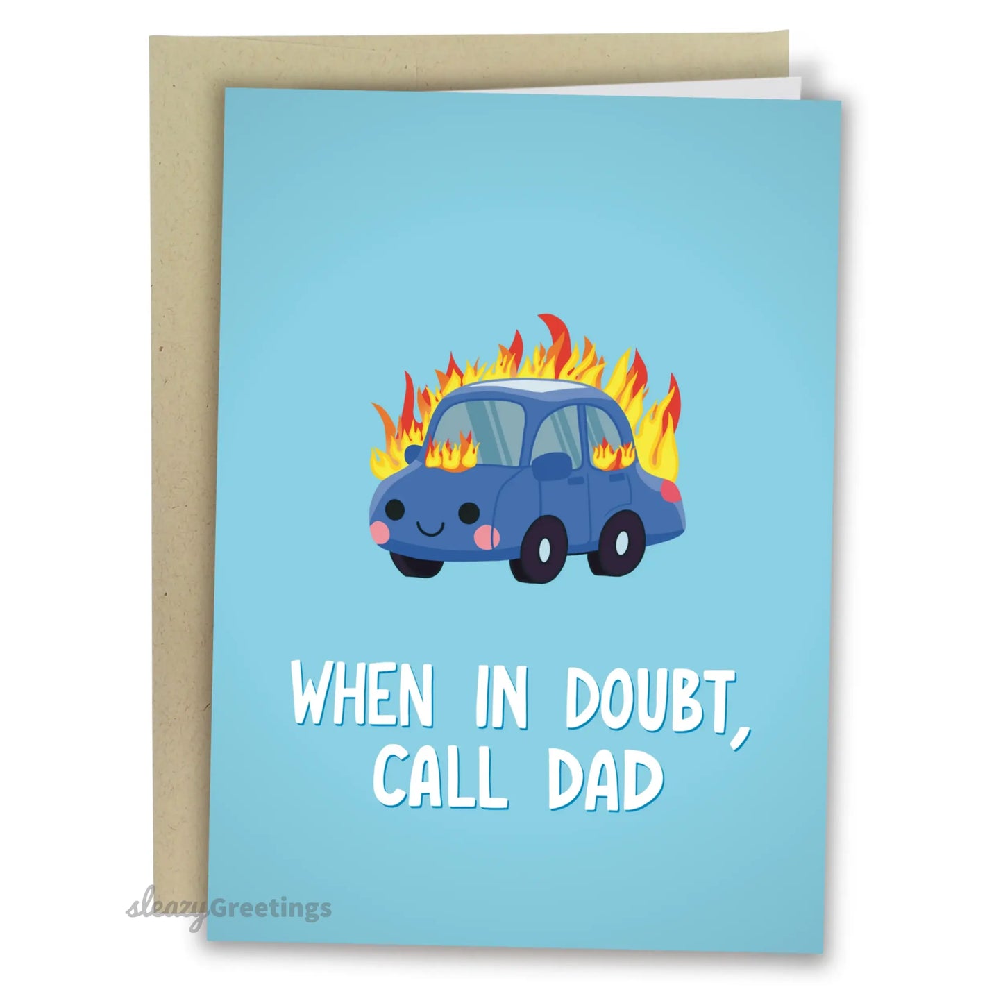 Funny Artist Hand-Drawn Father's Day Card - 5x7 Inch Greeting Card with Kraft Envelope
