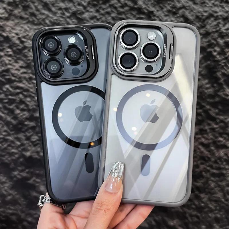 MagSafe Clear Magnetic Case with Built-in Stand & Camera Lens Protector for iPhone 18 Pro Max