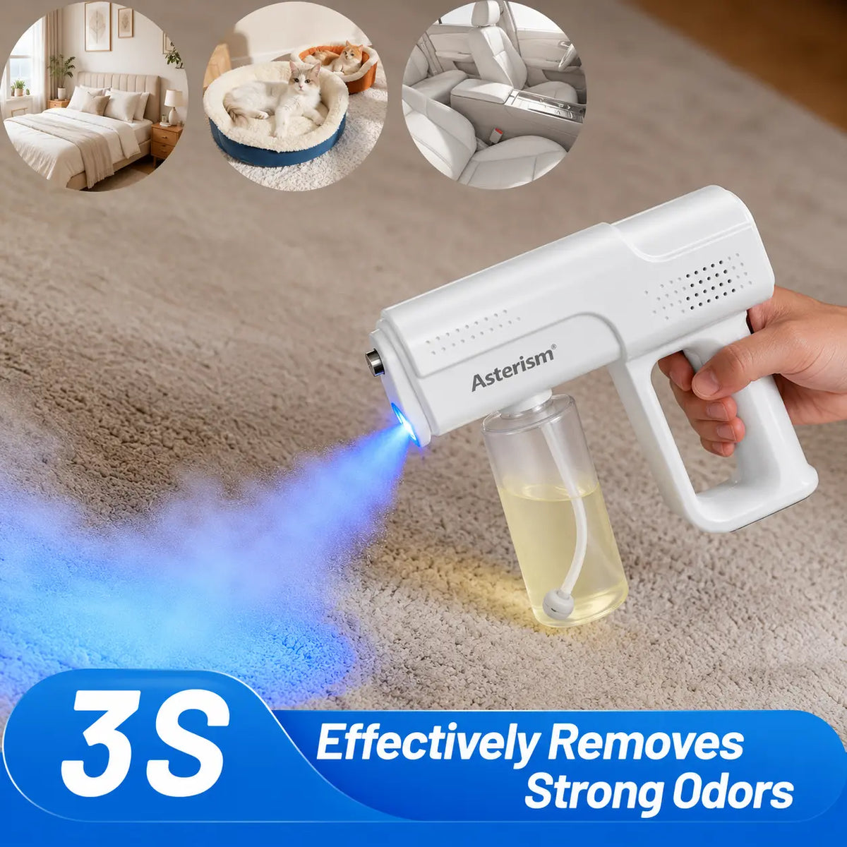 Pet Bio-Enzyme Stain & Odor Eliminator Spray – Blue Light Probiotic Deodorizing Cleaner