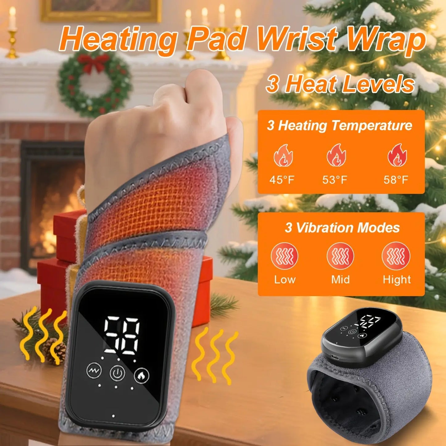 Wrist vibration heating device for relieving muscle stiffness — rechargeable and portable — designed for office workers, seniors, and eSports players