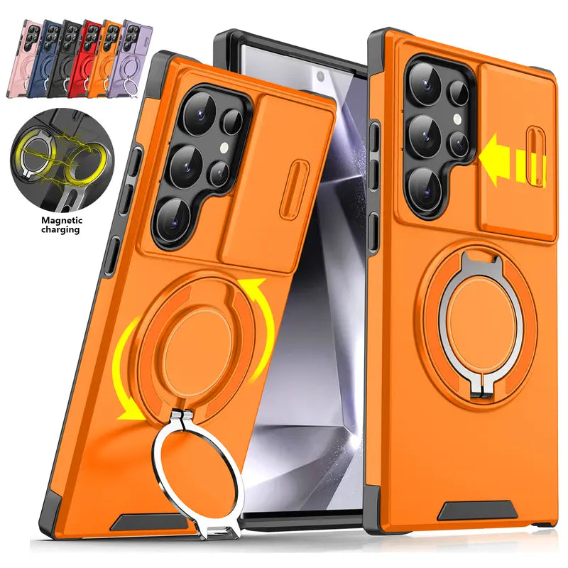 MagSafe Magnetic Ring Slide Camera Lens Shield Shockproof Case for Samsung Galaxy S26 Ultra