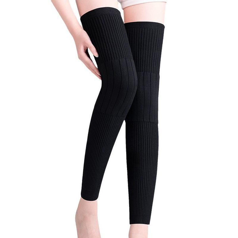 Thick Wool-Lined Thermal Long Knee Compression Sleeves – Non-Slip Winter Joint Support