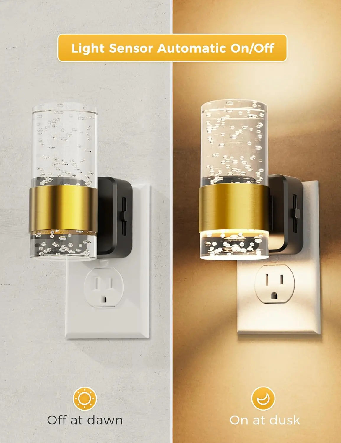 2 Packs Acrylic Aesthetics Night Light, Auto Dusk to Dawn Sensor LED Night Light for Bedroom Kitchen, Dimmable