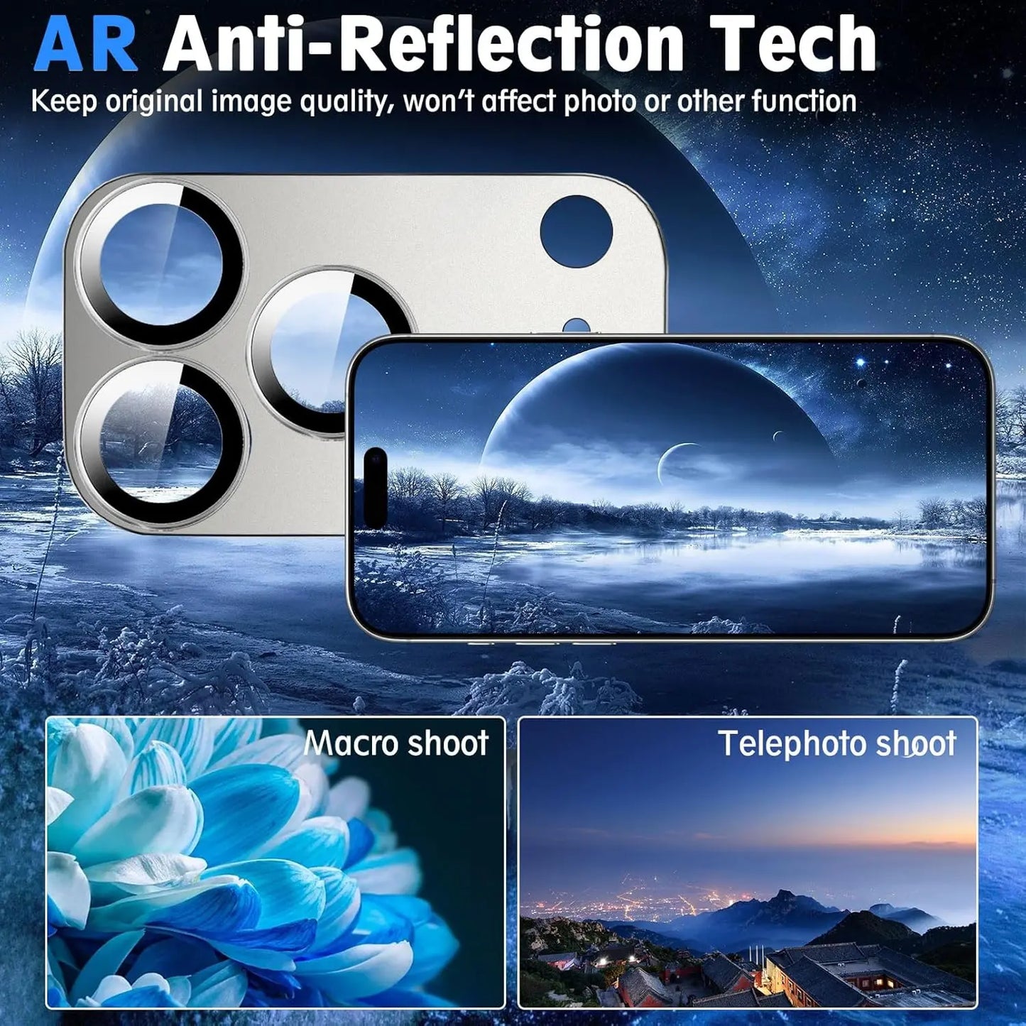 2 Pack iPhone 17 Pro Max Camera Lens Protector – Metal Aluminum Tempered Glass, Military Grade, Case Friendly, Silver