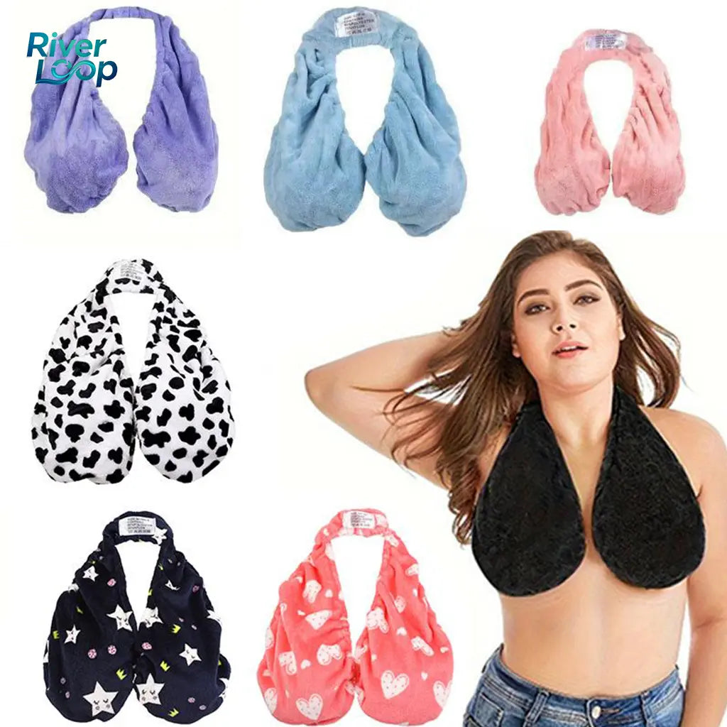 Super Soft Plush Towel Bra – Breathable Hanging Neck Chest Wrap