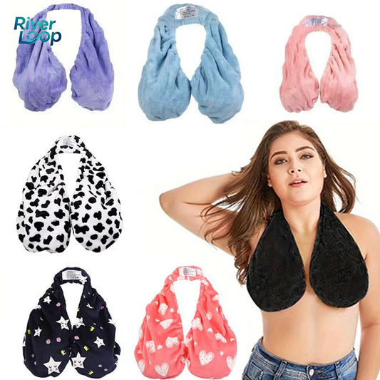 Super Soft Plush Towel Bra – Breathable Hanging Neck Chest Wrap