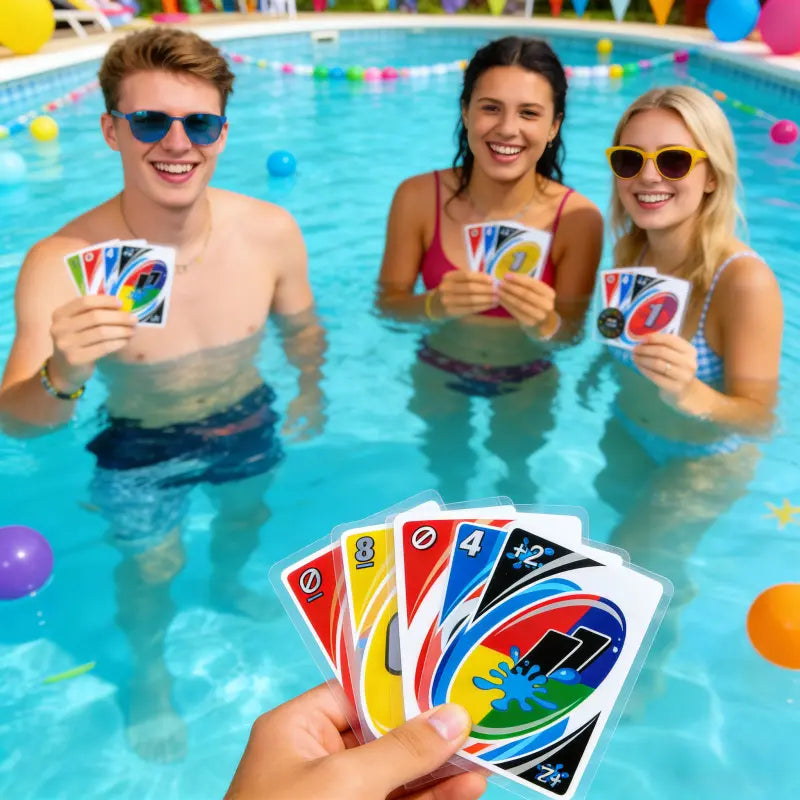 Juego de cartas H2O Waterproof - Juego de mesa multijugador transparente de PVC a prueba de salpicaduras, juguete a prueba de fugas a presión para adultos y niños para fiestas de piscina de verano, regalo de cumpleaños