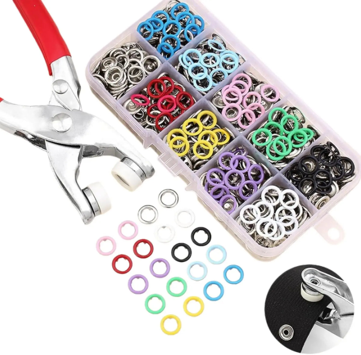 100-Piece Invisible Colored Metal Snap Buttons Set with Fastener Pliers Tool Kit for DIY Sewing