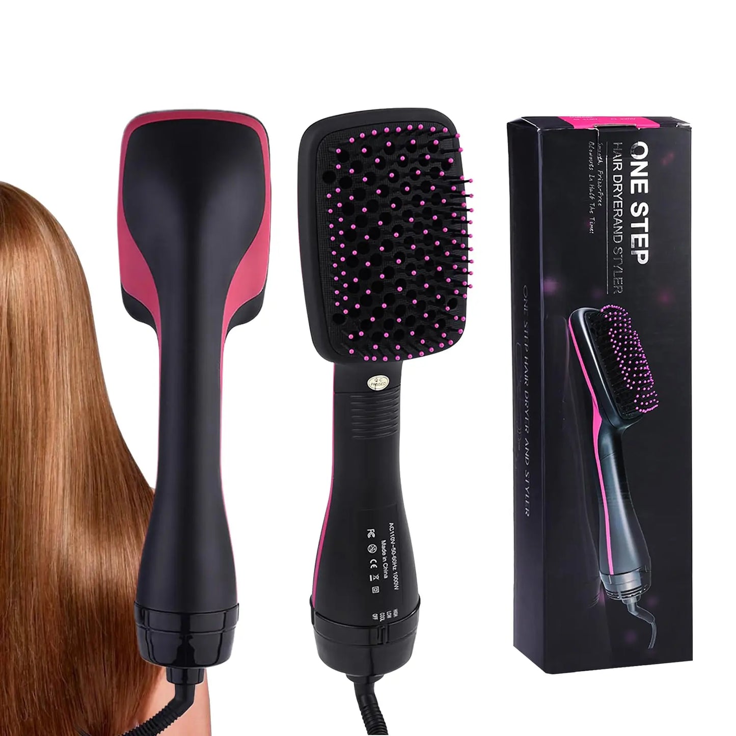 2-in-1 Hair Dryer Brush & Straightener Comb, Multifunctional Hot Air Styler for Fast Drying