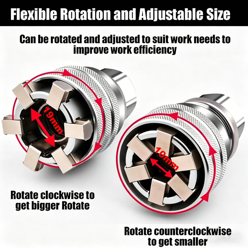 Multi-Function Universal Socket Wrench – Adjustable, Compatible with 3/8" Ratchet & Power Drill