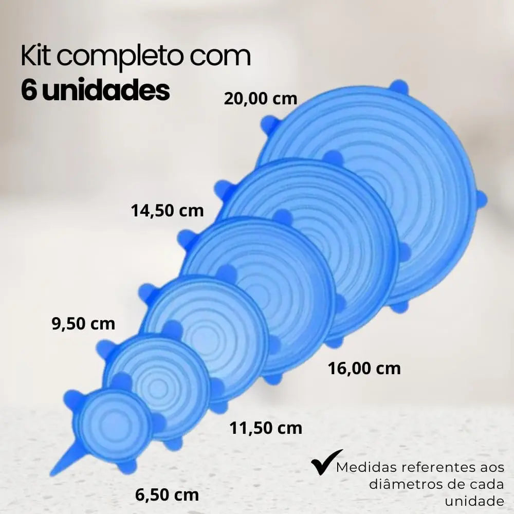 A set of 6PCS Generic Silicone Lid Set, Silicon lids for containers, Silicon Stretchable lids, Silicone lids and Cover - Blue