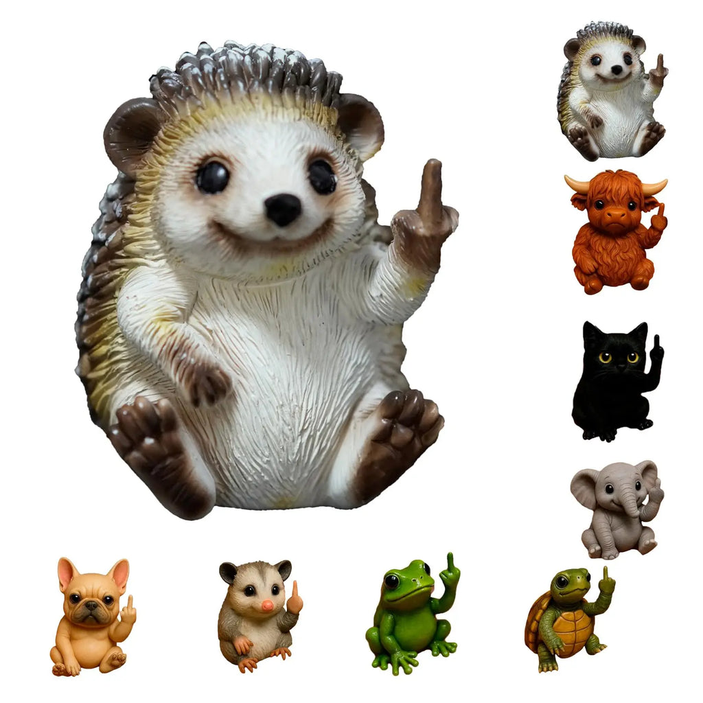Fun Mini Middle Finger Animal Statue – Cute Resin Desktop & Car Decor Humor Gag Gift