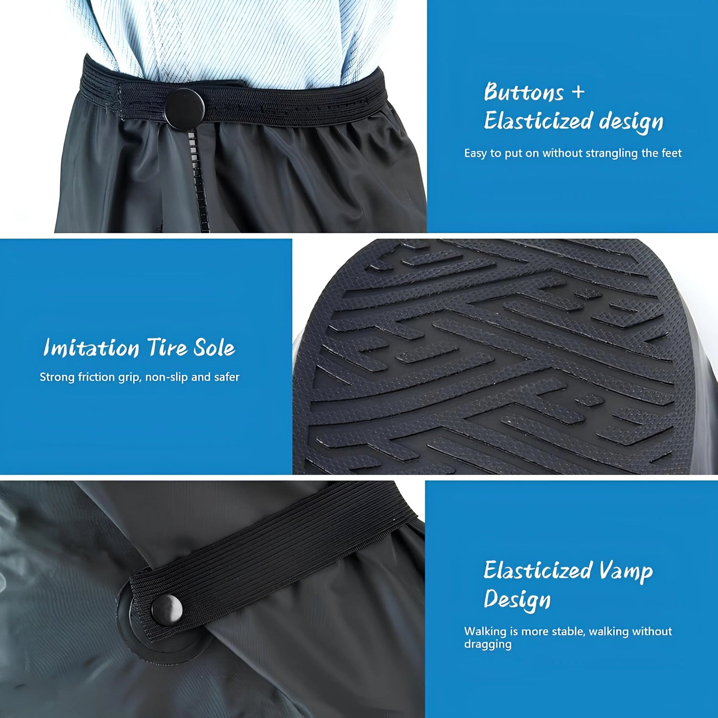 Waterproof Rain Shoe Covers – Reusable Non-Slip Overshoes with Reflective Strip