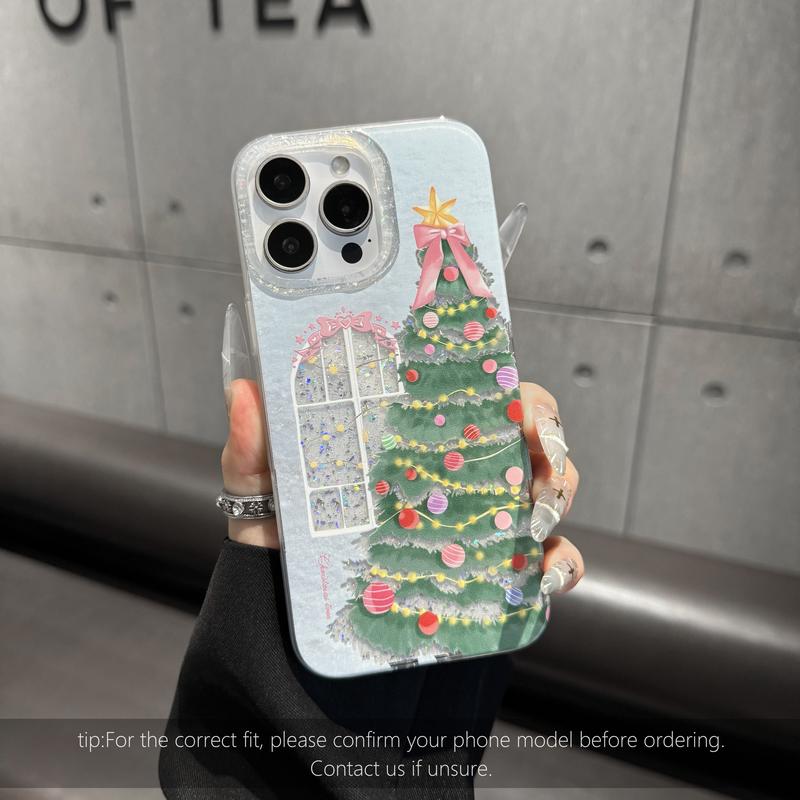 Christmas Tree Art Deco Glitter Shockproof TPU Case for iPhone 18 Pro Max