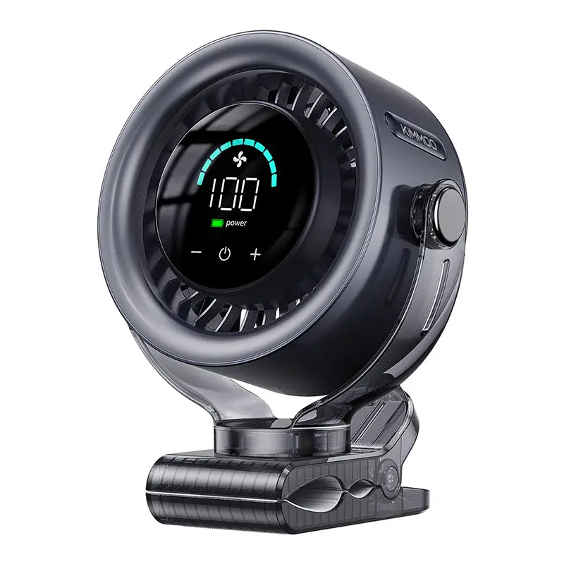 4000mAh Clip-on Fan: 100-Speed LED Display, 360° Rotate Quiet Desk Fan