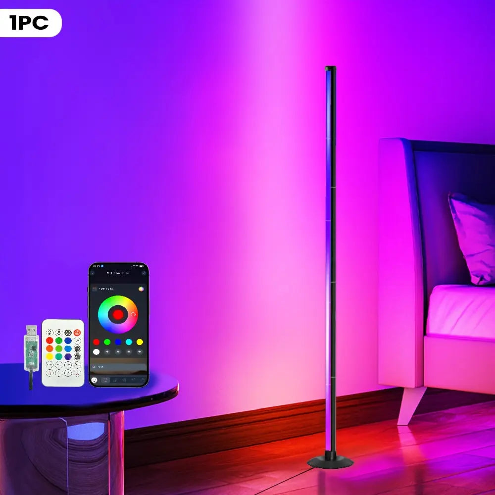 Smart RGB LED Corner Floor Lamp – App & Remote Controlled Ambient Light