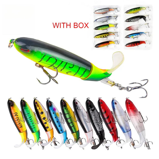 5/10pcs Artificial Fishing Lure, 13.5g Simulation Fishing Lure with Hook, Fishing Accessories for Outdoor Fishing Equipment, 10cm Whopper Plopper, Swimbaits, Fishing Lure Bait