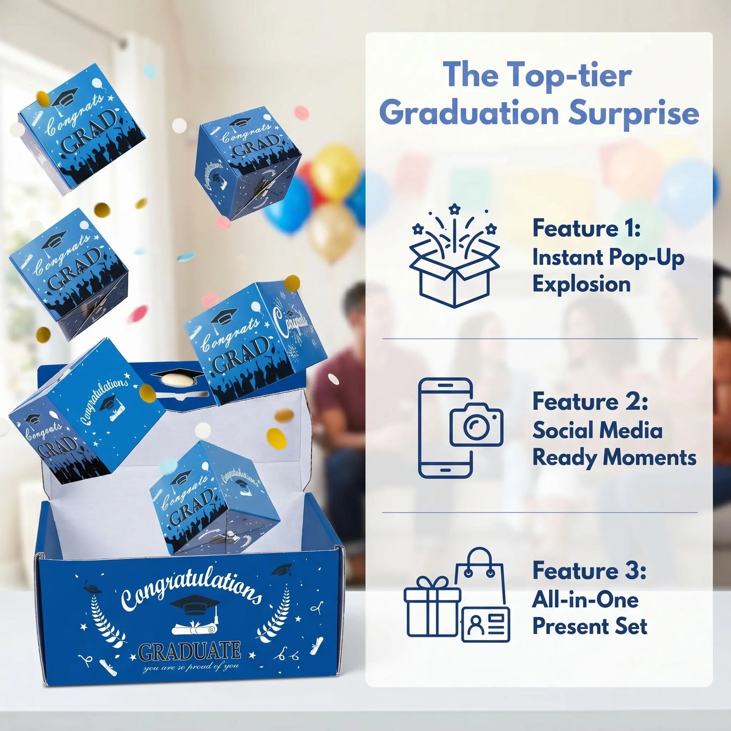 2026 Graduation & All-Occasion Creative Pop-Up Explosion Gift Box - Folding Bounce Red Envelope for Birthdays, Anniversaries & Proposals