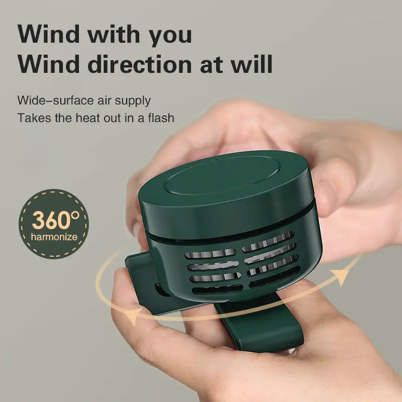 Mirror Finish Wearable Mini Bladeless Fan, 360° Rotating, Clip-On, 3 Speeds, Ultra-Quiet, Portable for Shirt, Waist, Neck