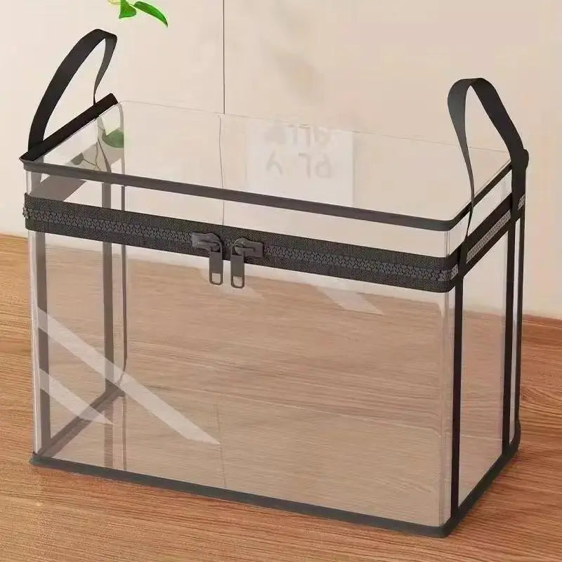Caja de almacenamiento de plástico transparente de alta resistencia: Organizador de gran capacidad con tapa con bisagras