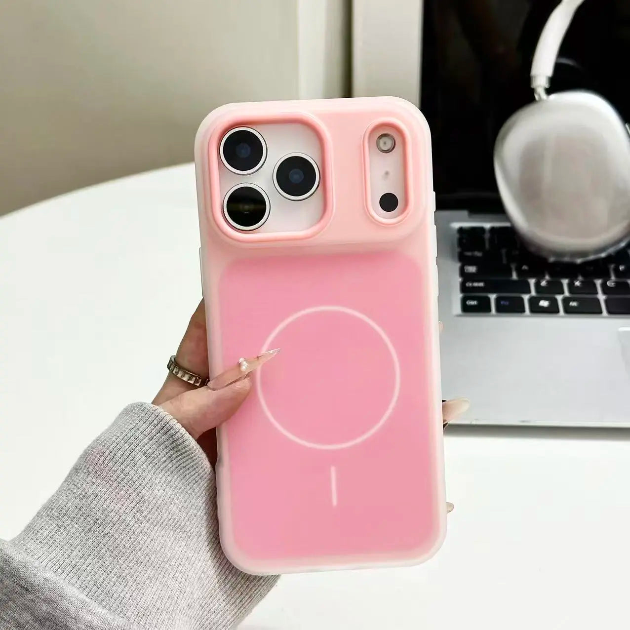 Color-Block Matte Translucent Magnetic Shockproof Case for iPhone 17-11 Series