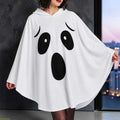 Adult White Hooded Ghost Cape – Soft Loose-Fit Halloween Poncho Costume