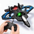 RC Fighter Jet Drone with 360° Flips & LED Lights – Vertical Takeoff EPP Foam Airplane Toy