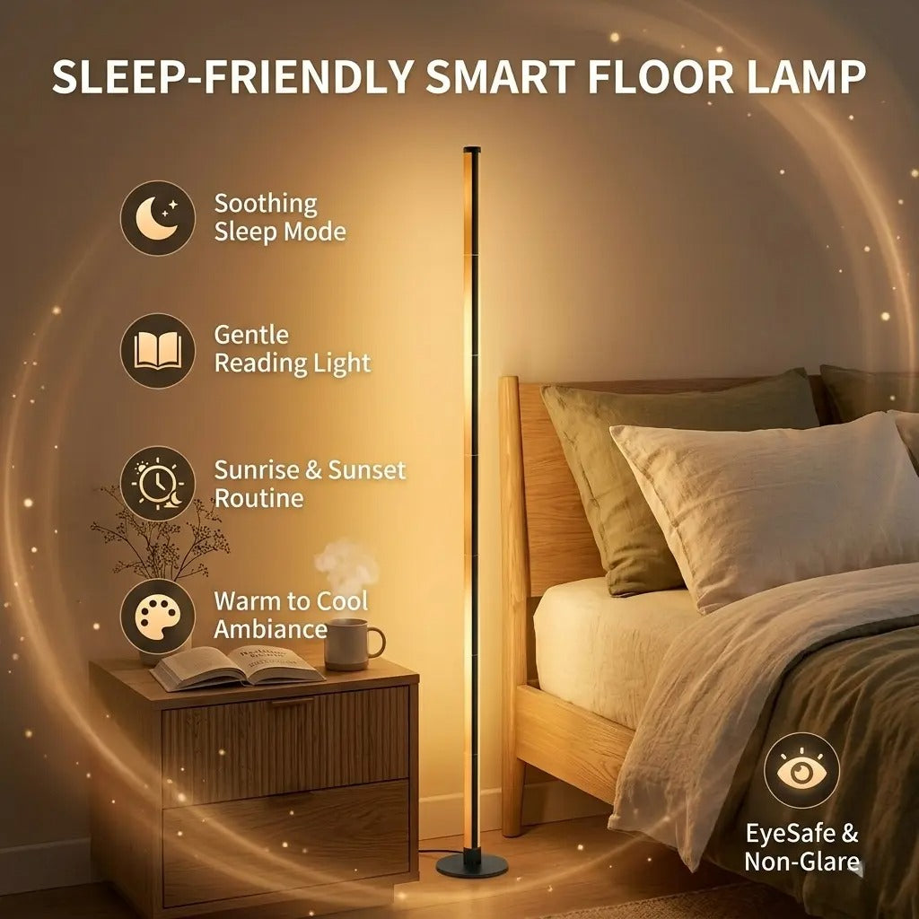 Smart RGB LED Corner Floor Lamp – App & Remote Controlled Ambient Light