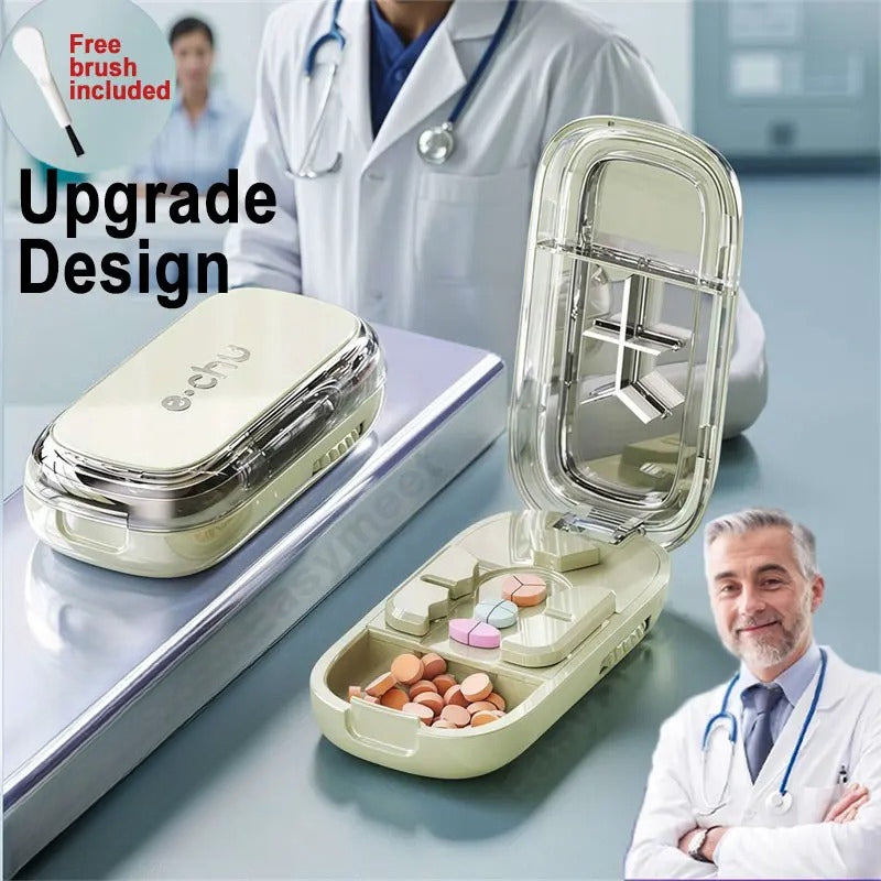3-in-1 Compact Splitter Pill Dispenser – Portable ABS-PC Healthcare Case for All Tablet Sizes