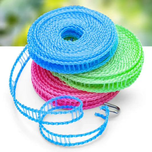 Clothesline,3 Pack Clotheslines for Outside, Adjustable Clothes line,Windproof Clothesline with Hooks, Indoor and Outdoor Laundry and Drying Lines,Ideal Camping & Travel Essentials (5 m/197 in)