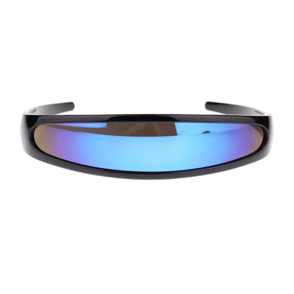 Futuristic Cyberpunk Cyclops Monolens Sunglasses - Robotic Mirror Lens Shades with UV400 Protection