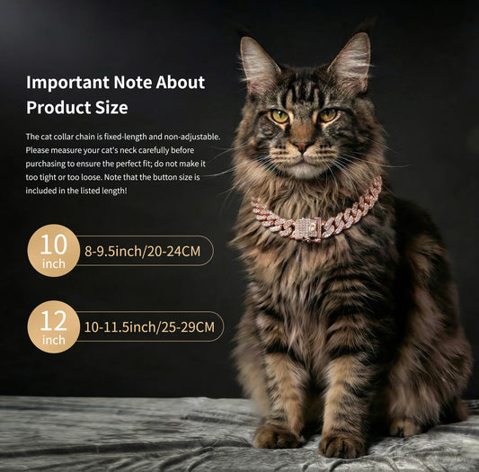 BenOphis Rose Gold Metal Cuban-Style Cat & Dog Necklace - Crystal & Bowtie Pet Neck Accessory, Safety Clasp, for Medium-Large Cats & Small Dogs, All-Seasons Animals Jewelry