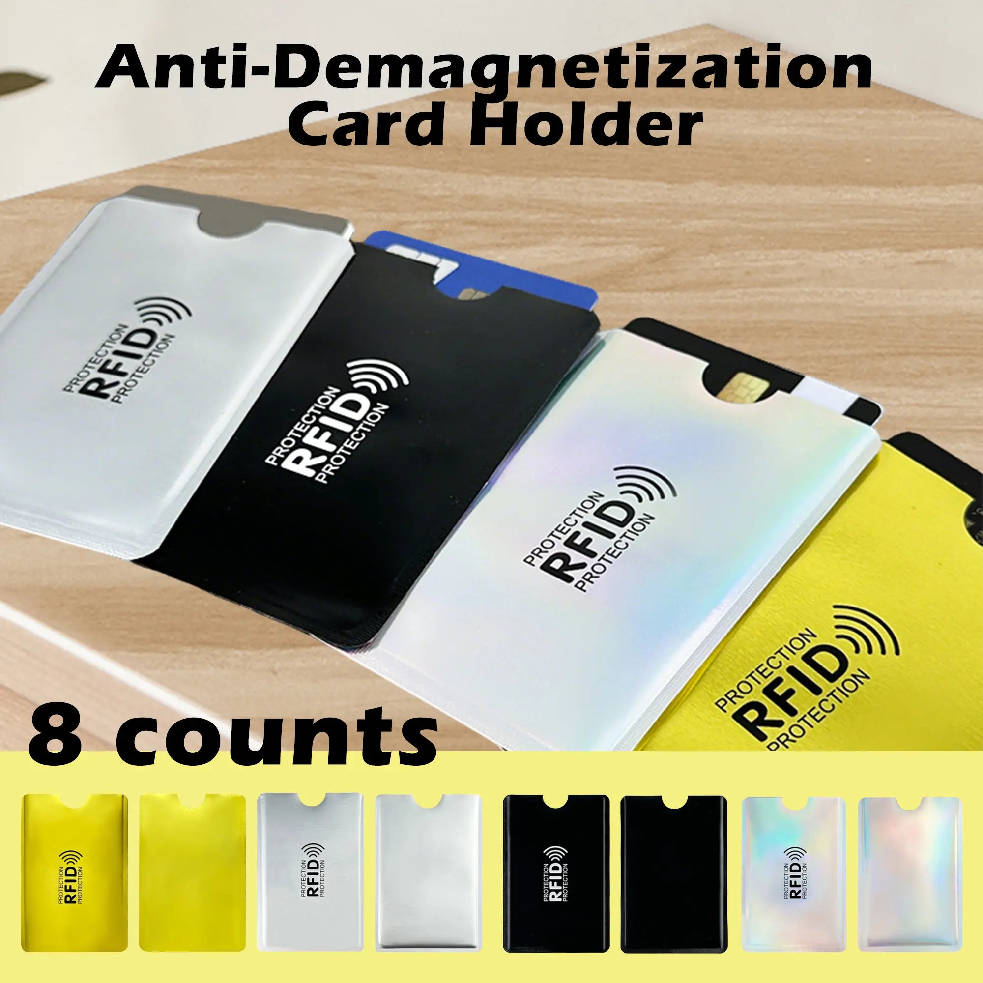 8 Counts RFID Blocking Sleeves Set –  Protection for Credit & ID Cards, Slim & Lightweight Design
