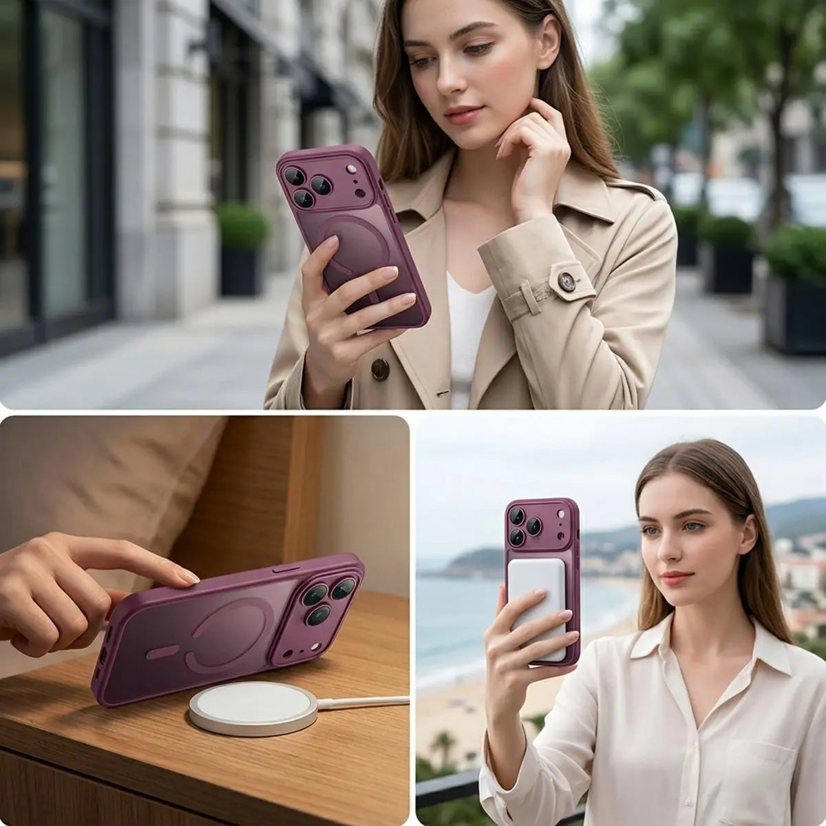 Luxury Matte Translucent Magnetic MagSafe Phone Case with Lens Protector for iPhone 18 Pro MaxV