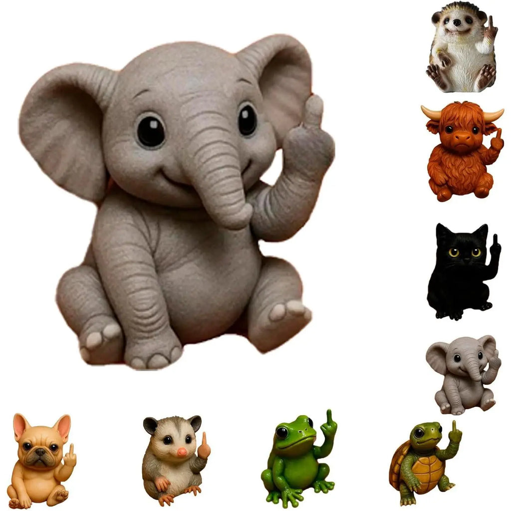 Fun Mini Middle Finger Animal Statue – Cute Resin Desktop & Car Decor Humor Gag Gift