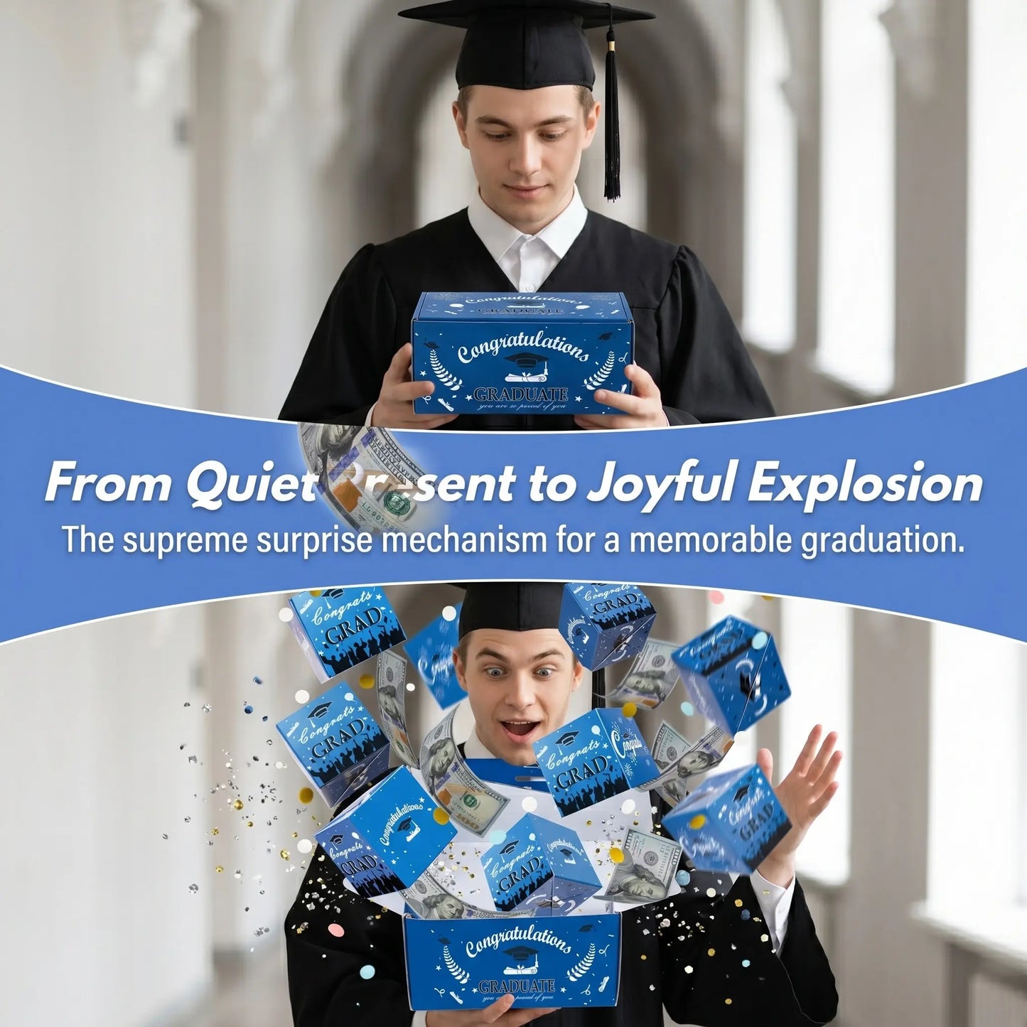 2026 Graduation & All-Occasion Creative Pop-Up Explosion Gift Box - Folding Bounce Red Envelope for Birthdays, Anniversaries & Proposals