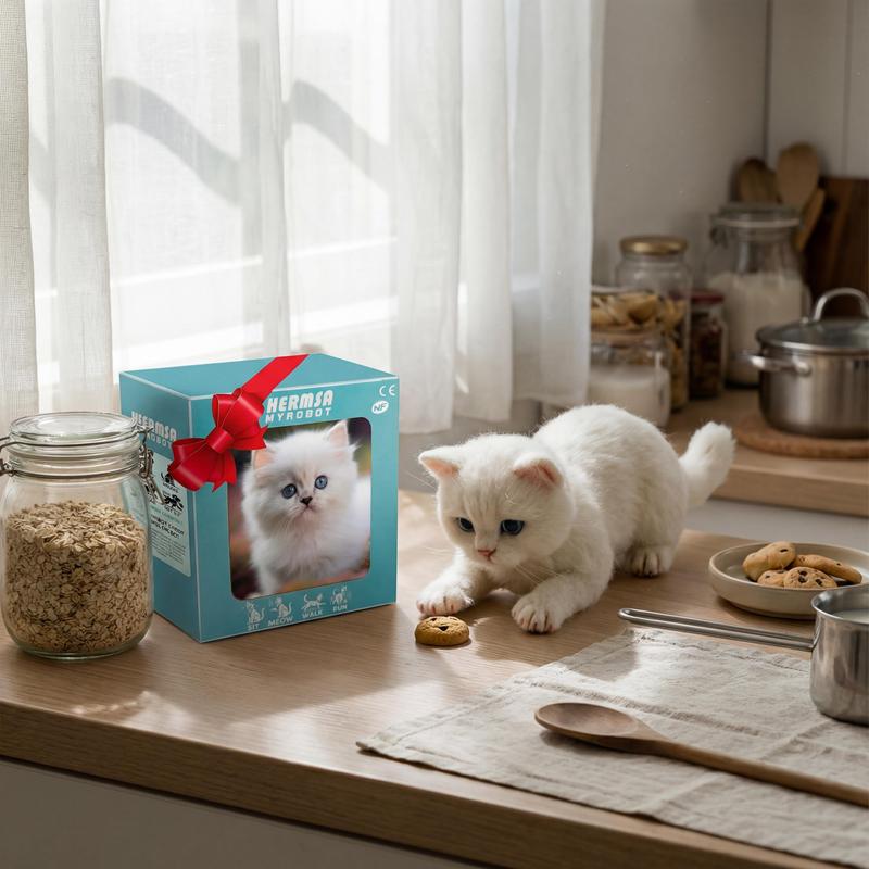 Gatito Robot Interactivo, Peluche RealistaRegalo FestivoJuguete de Gato Robótico que Camina, Mueve la Cola y Hace Sonidos, Lindo Juguete de Mascota para Niños y Adultos