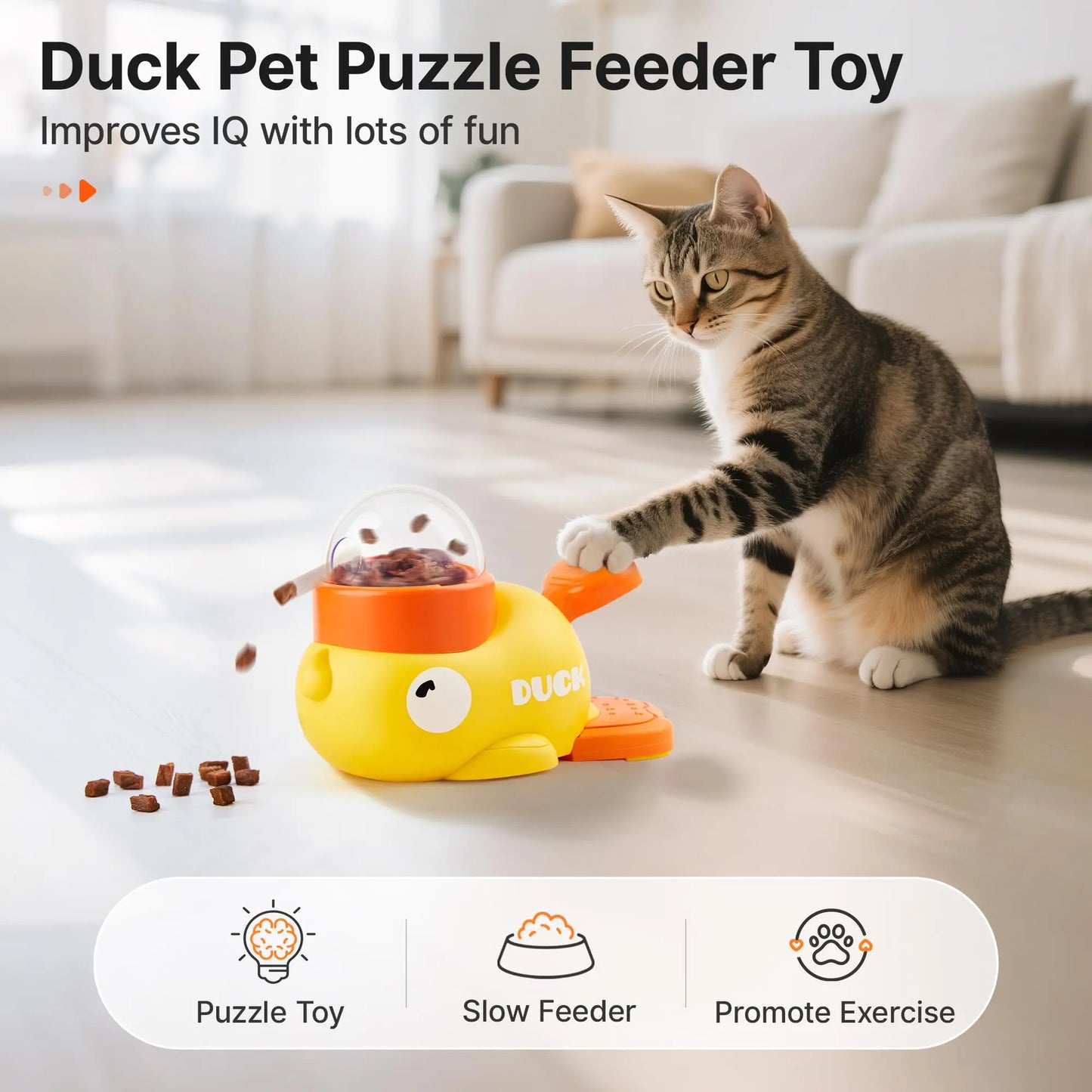 Turn Playtime Into Mealtime 🐱 | Duck Puzzle Treat Dispenser That Keeps Pets Busy & Happy
