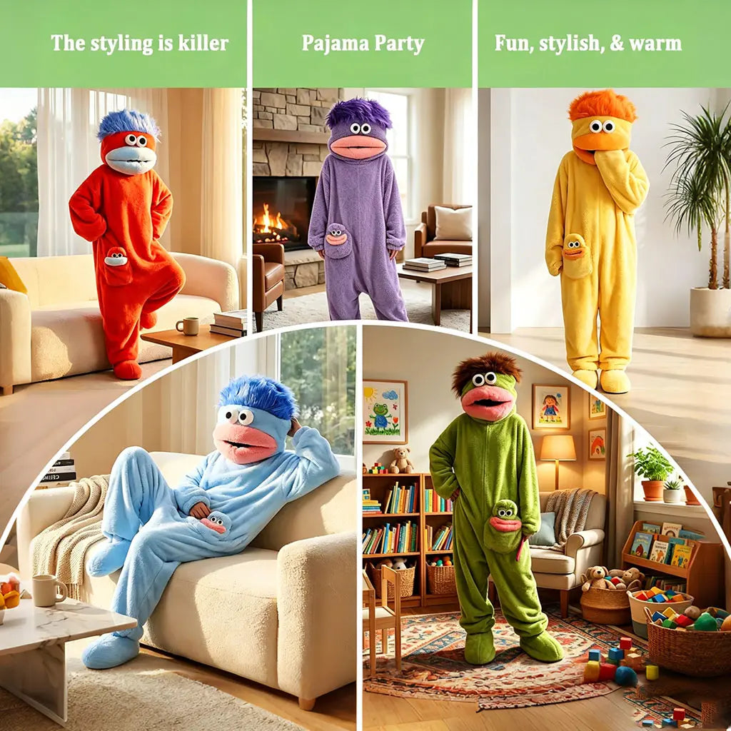 Msrlassn Cute Monster Pajamas Wearable Blanket Hoodie for Women Men, Oversize Soft Warm Cozy Pullover Home Loungewear Funny Pajamas Onesie, Father's Day Gift Perfect for Home Party Costume Halloween, One Size for Women Men