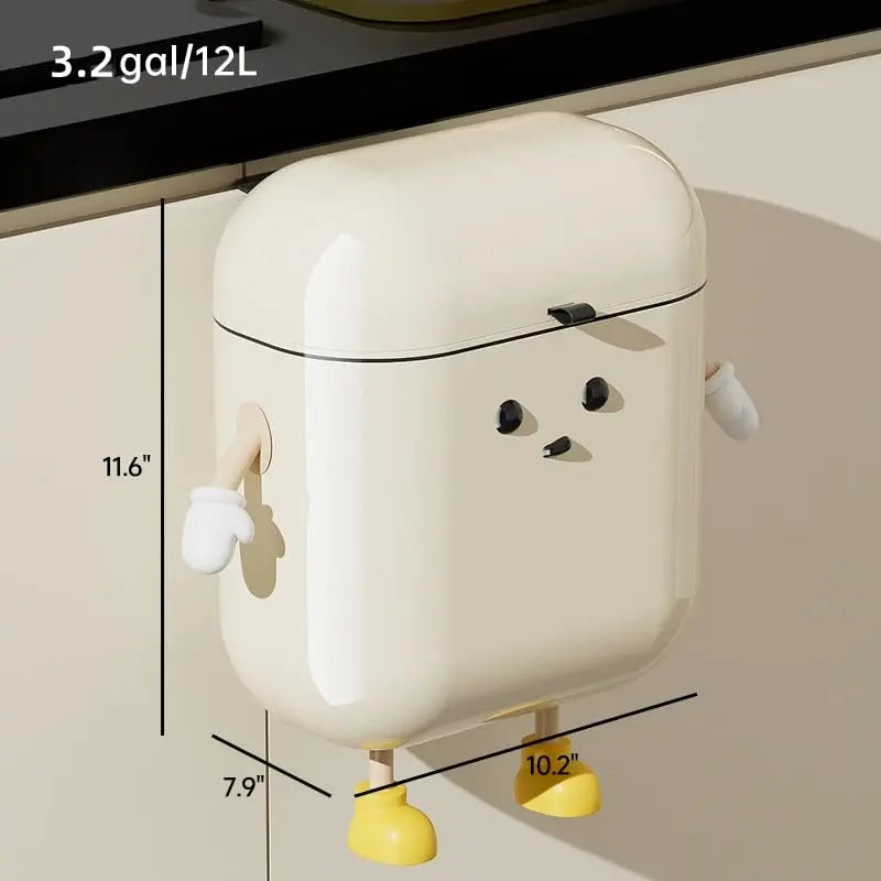 UFORU 12L Wall Mounted Trash Can with Lid, Hanging Leakproof Waste Bin for Kitchen, Bathroom, Bedroom, Office, Laundry Room & RV