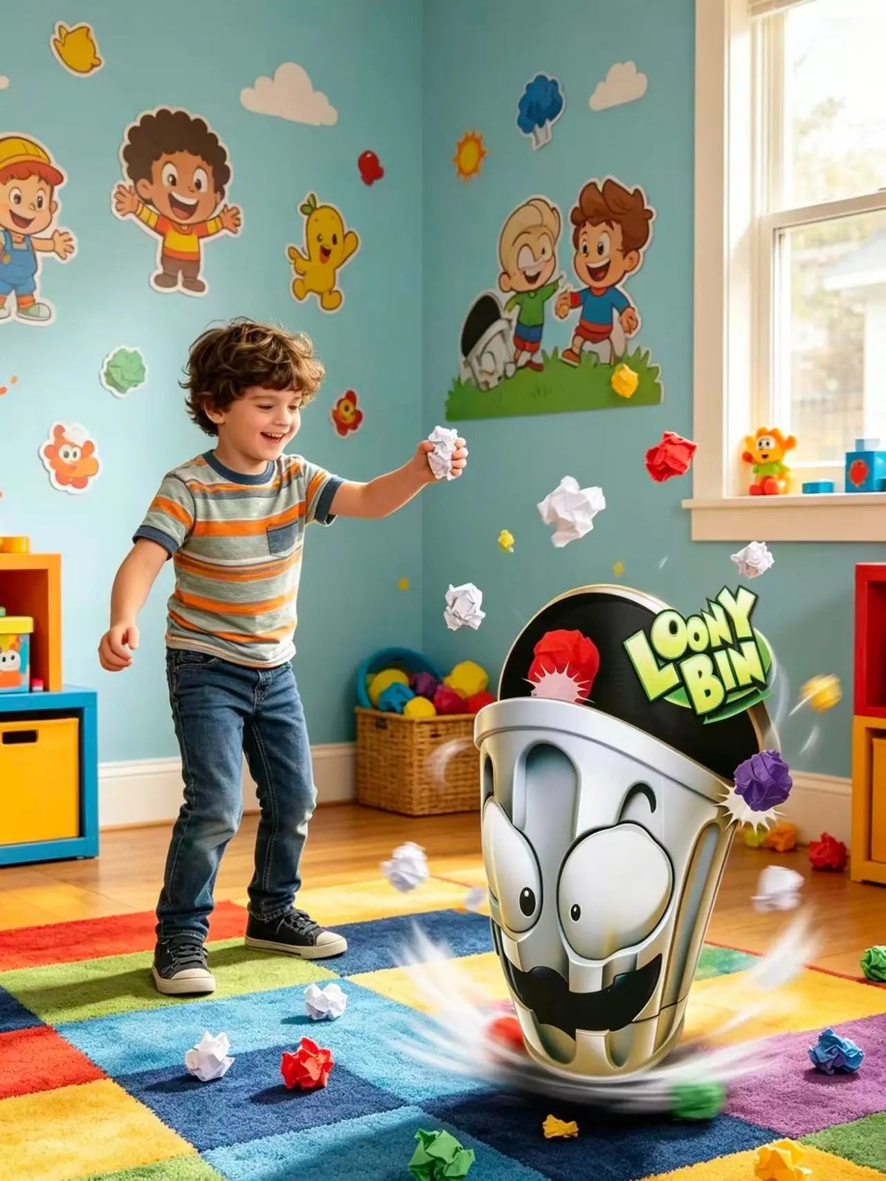 Viral Loony Bin Game, Fast Moving Dodge Trash Can Paper Ball Toss Game, Parent-Child Interactive Family Party Indoor Outdoor Game, Educational Funny Gift Toy for Kids Boys Girls Ages 4+