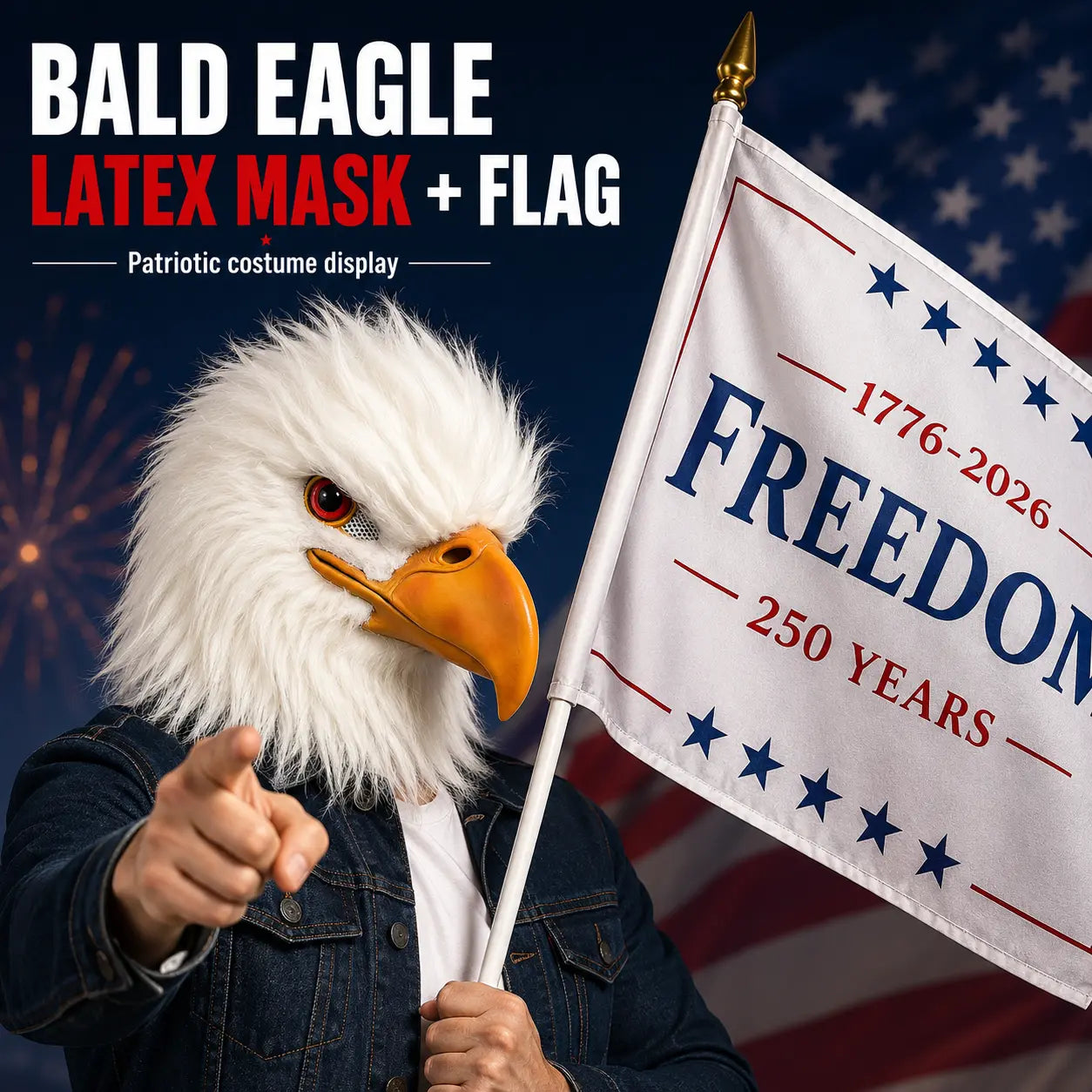 Patriotic Eagle Latex Mask for Fourth of July Halloween and Party Cosplay