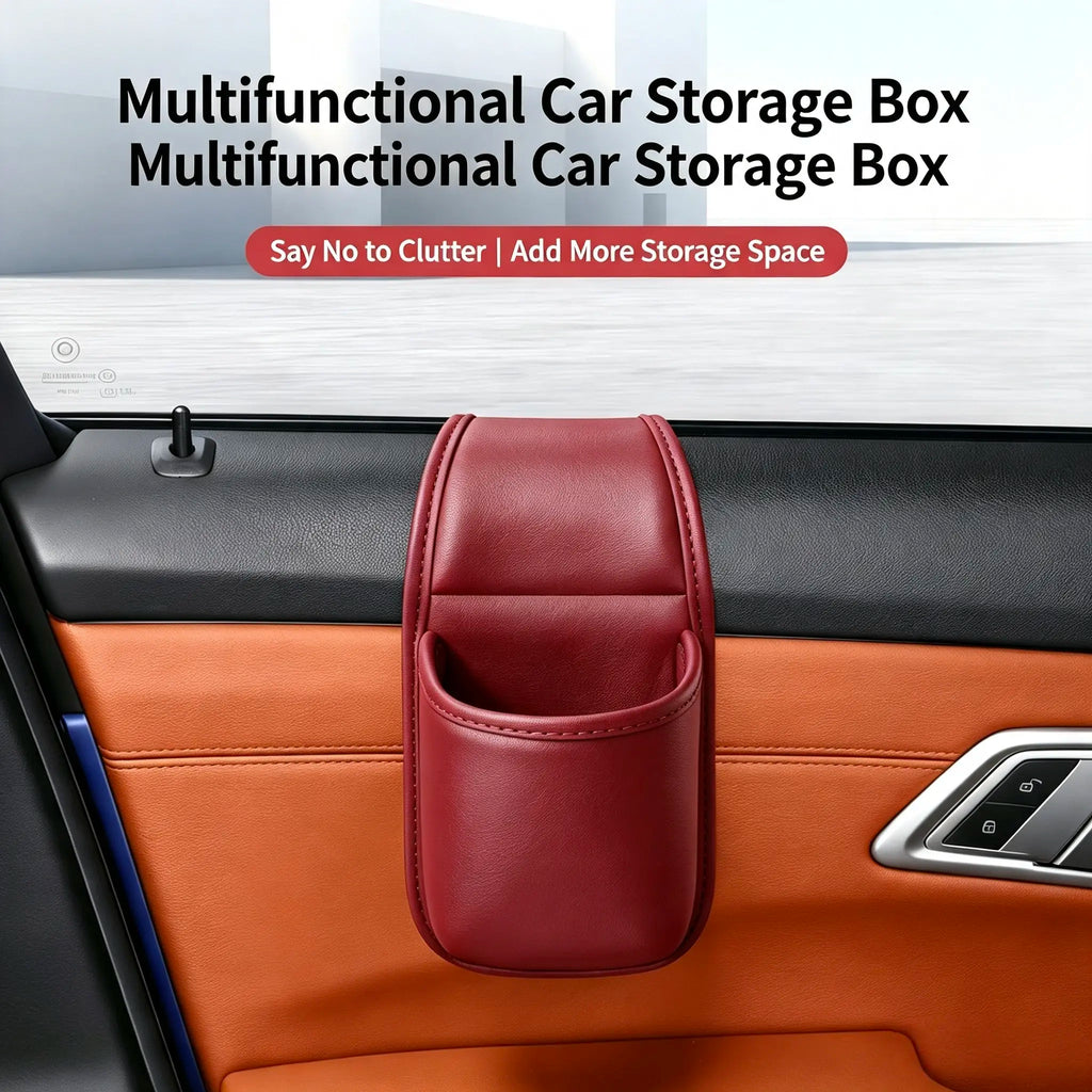 2-Layer Leather Car Door Pocket – Scratch-Proof & Residue-Free Storage Organizer