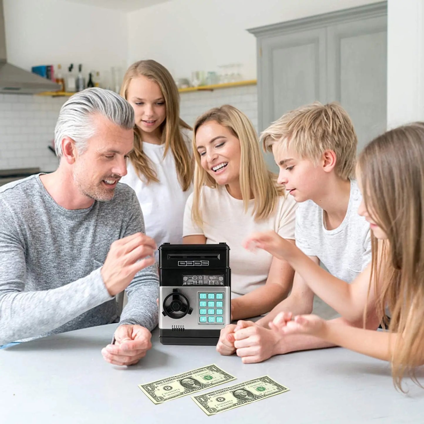 Digital Piggy Bank with Password Code Lock - ABS Mini ATM Safe, Electronic Coin Money Savings Box Toy for 3-12 Year Old Boys Girls, Cool Gifts for Kids for Christmas Birthdays