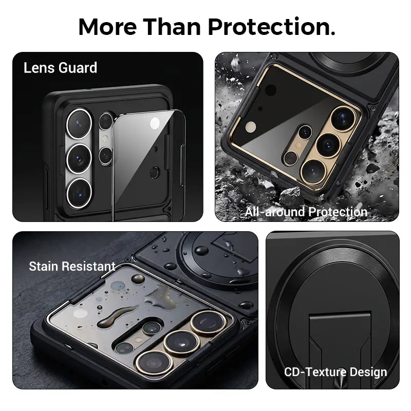 Multifunctional Magnetic Case for Samsung S Series – Invisible Stand & Camera Cover