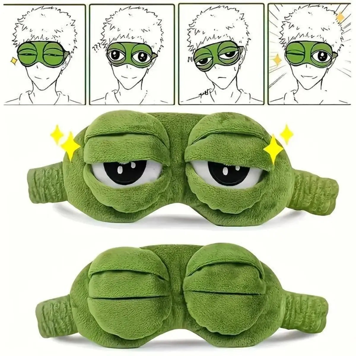 3D Funny Frog Sleep Mask | Adjustable Movable Eyes Cartoon Eyeshade